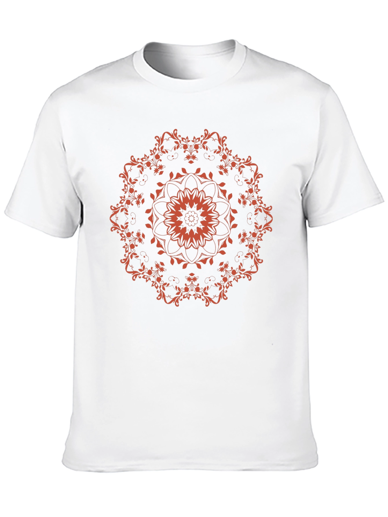Black T-Shirt with Floral Mandala Design