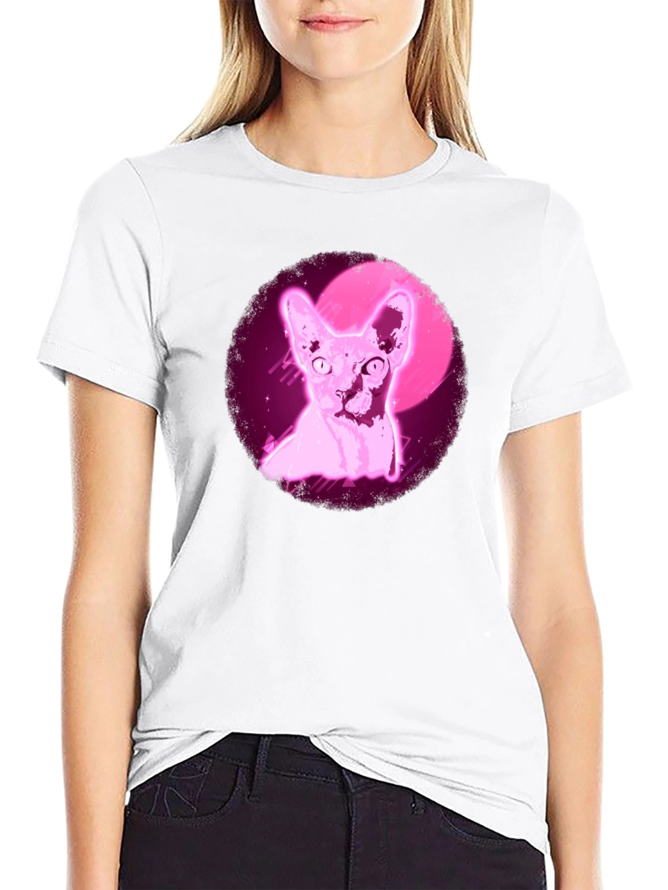 Sphynx Cat T-Shirt - Retro Pink