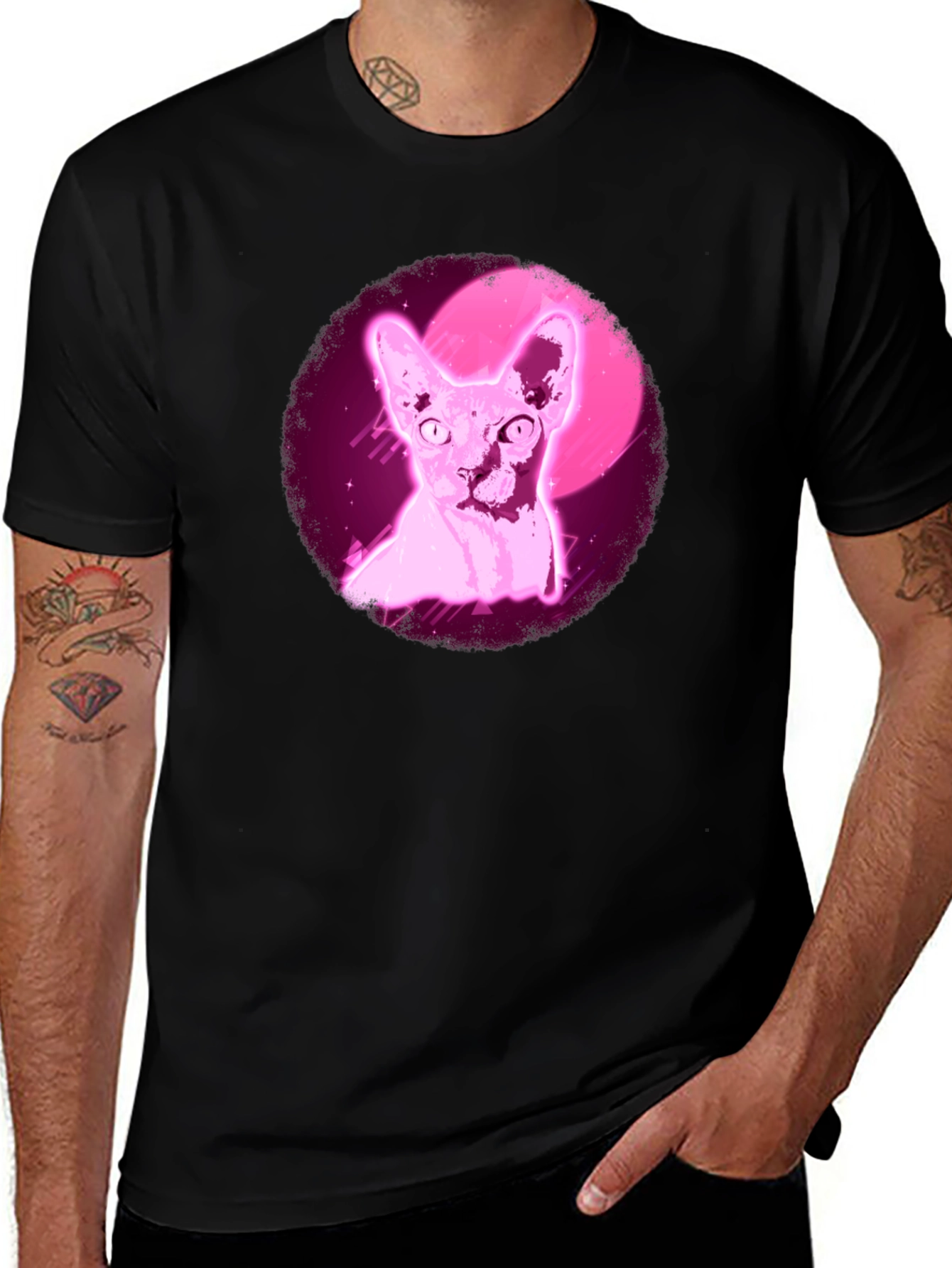 Sphynx Cat T-Shirt - Retro Pink