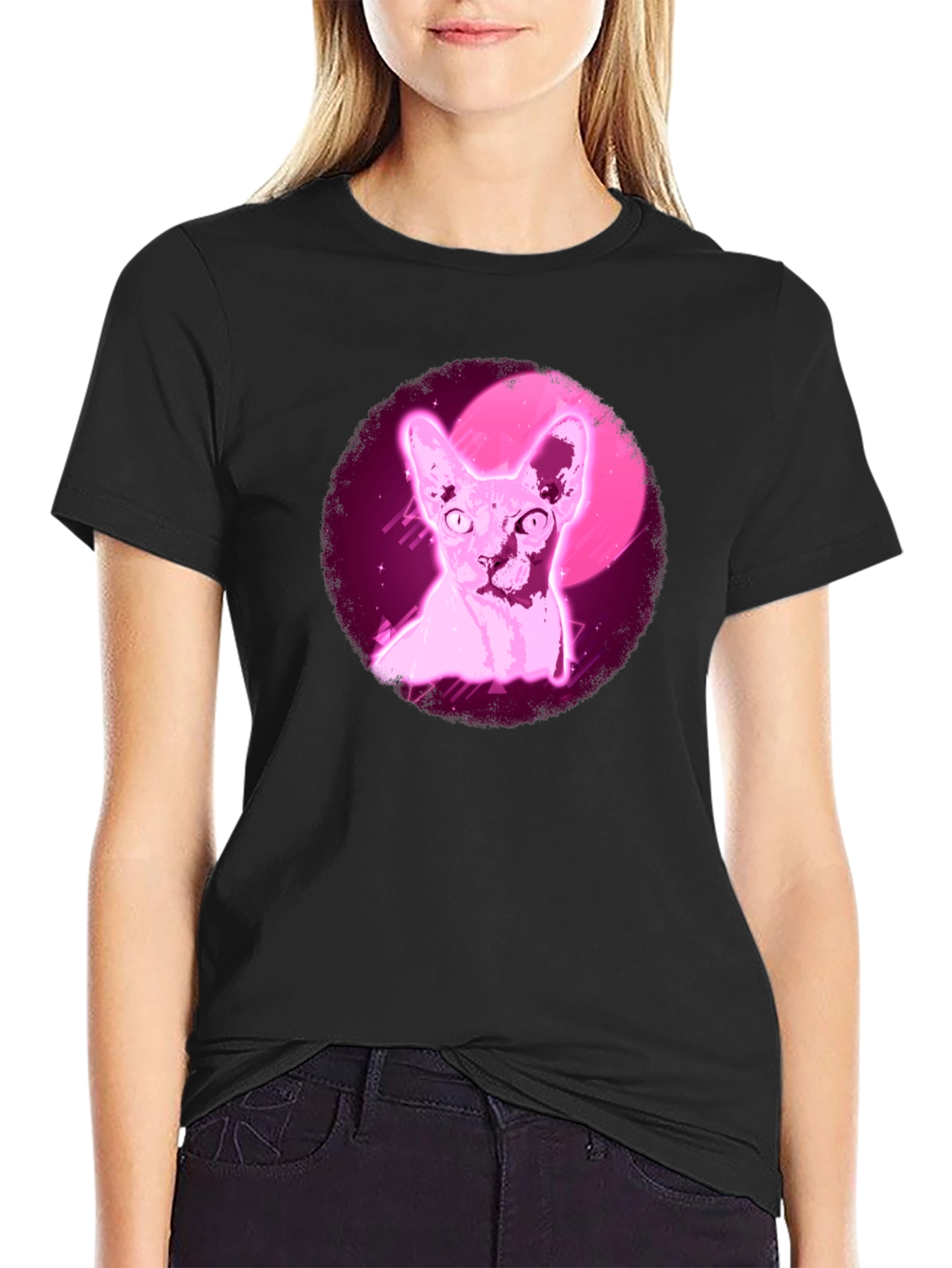 Sphynx Cat T-Shirt - Retro Pink