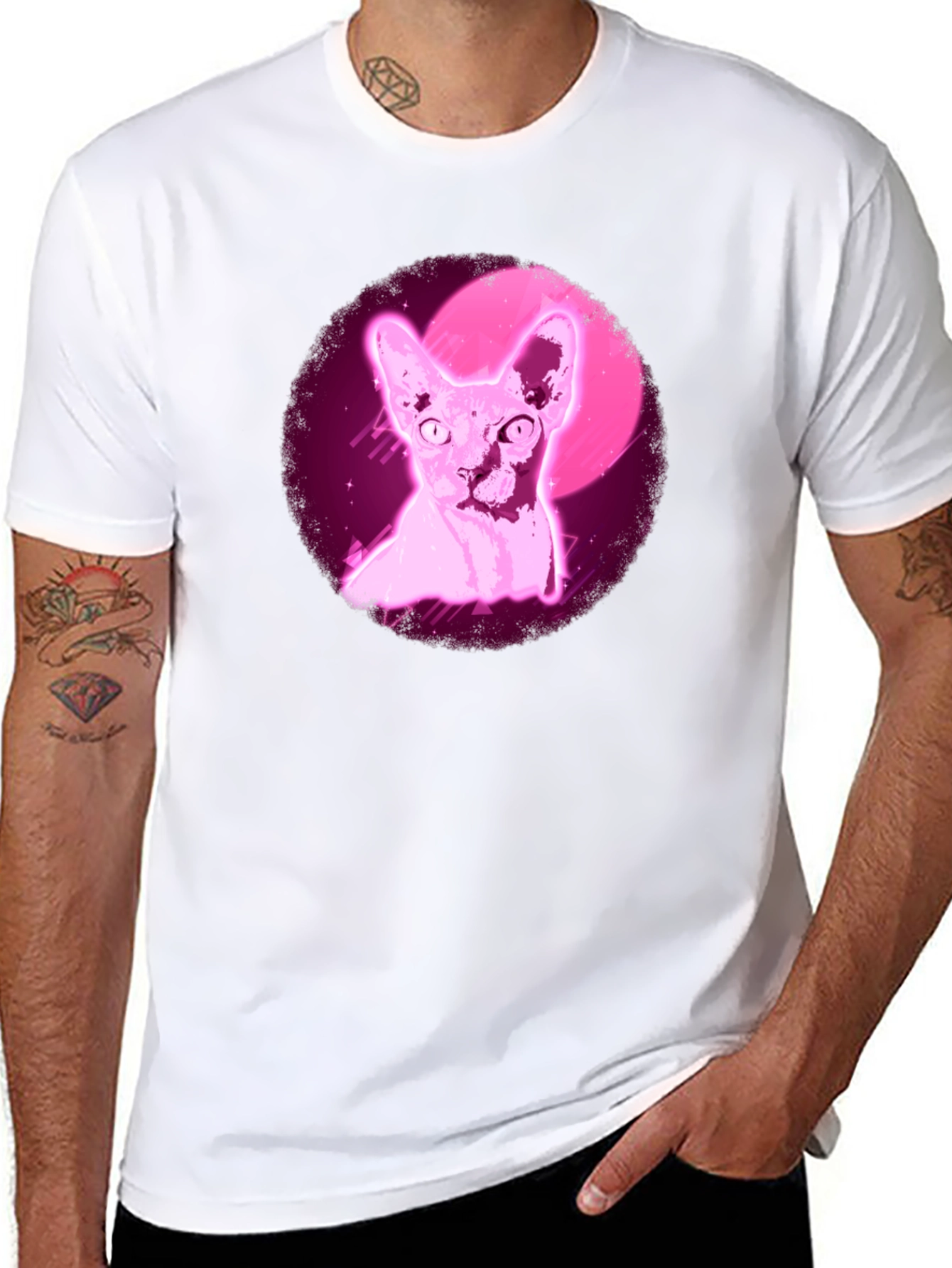 Sphynx Cat T-Shirt - Retro Pink