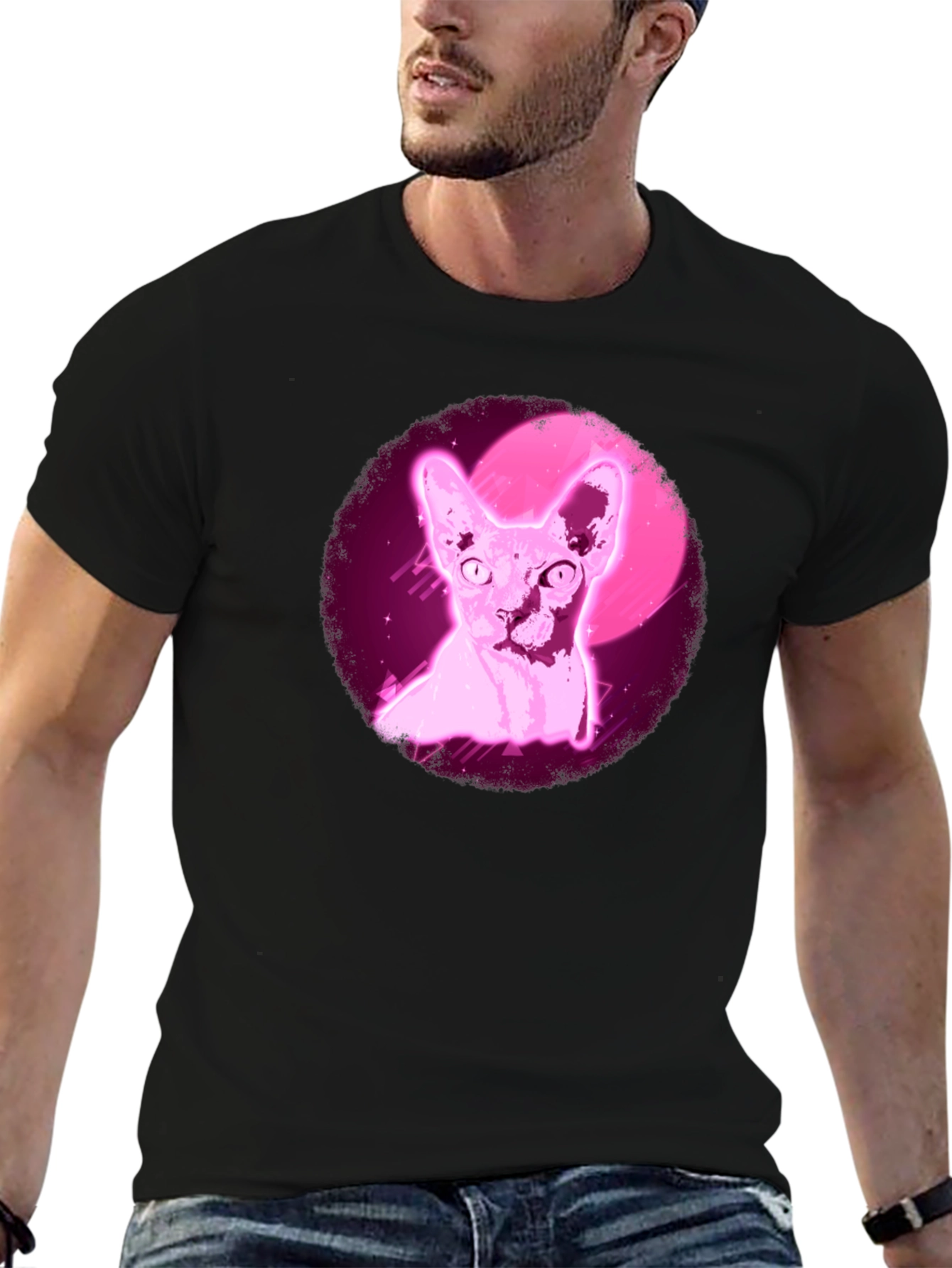 Sphynx Cat T-Shirt - Retro Pink