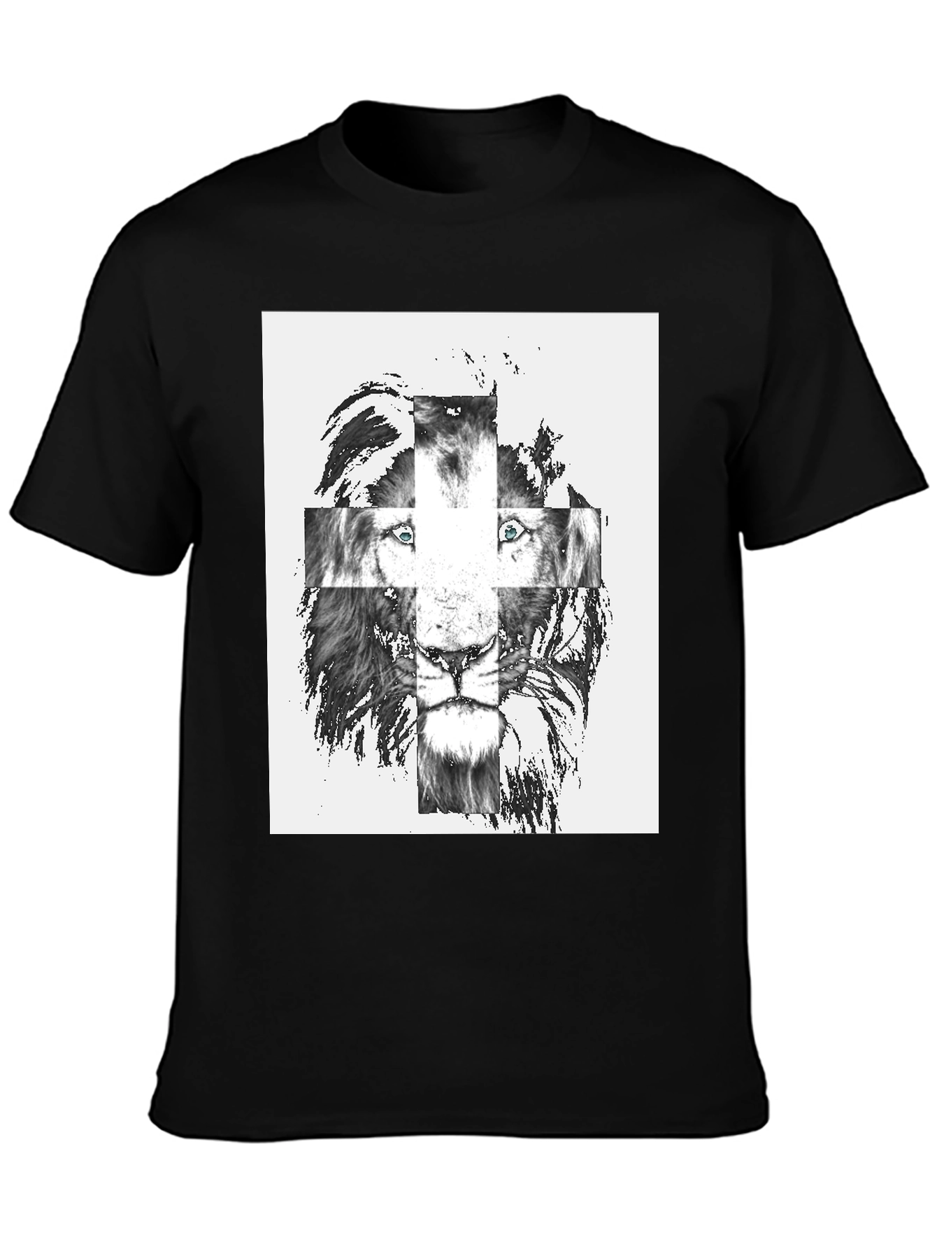 Lion Cross Graphic Tee - Mens Black T-Shirt