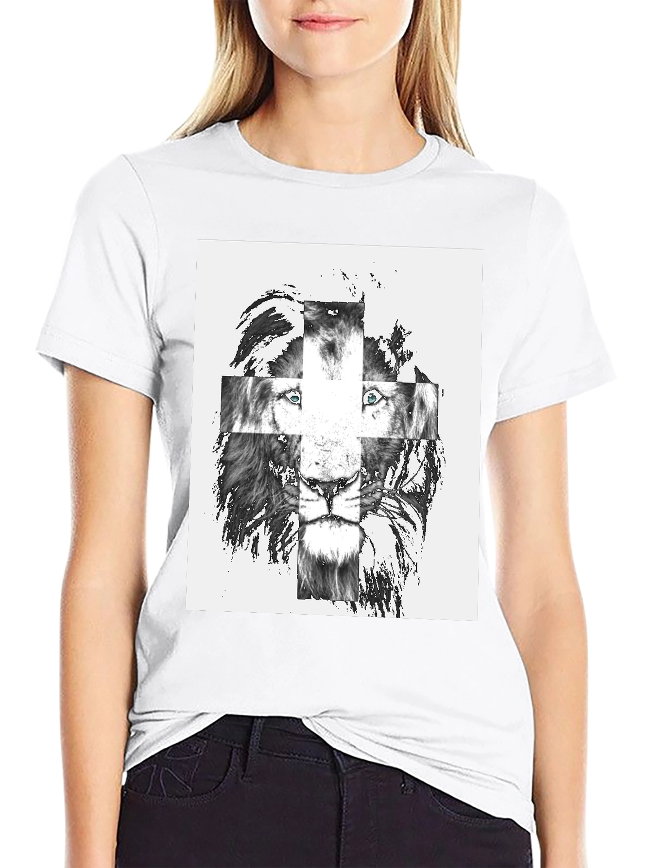 Lion Cross Graphic Tee - Mens Black T-Shirt