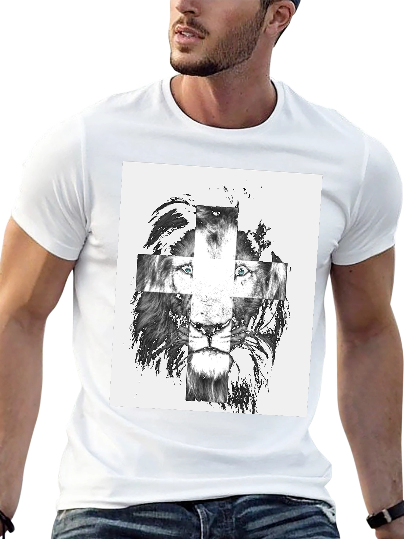 Lion Cross Graphic Tee - Mens Black T-Shirt