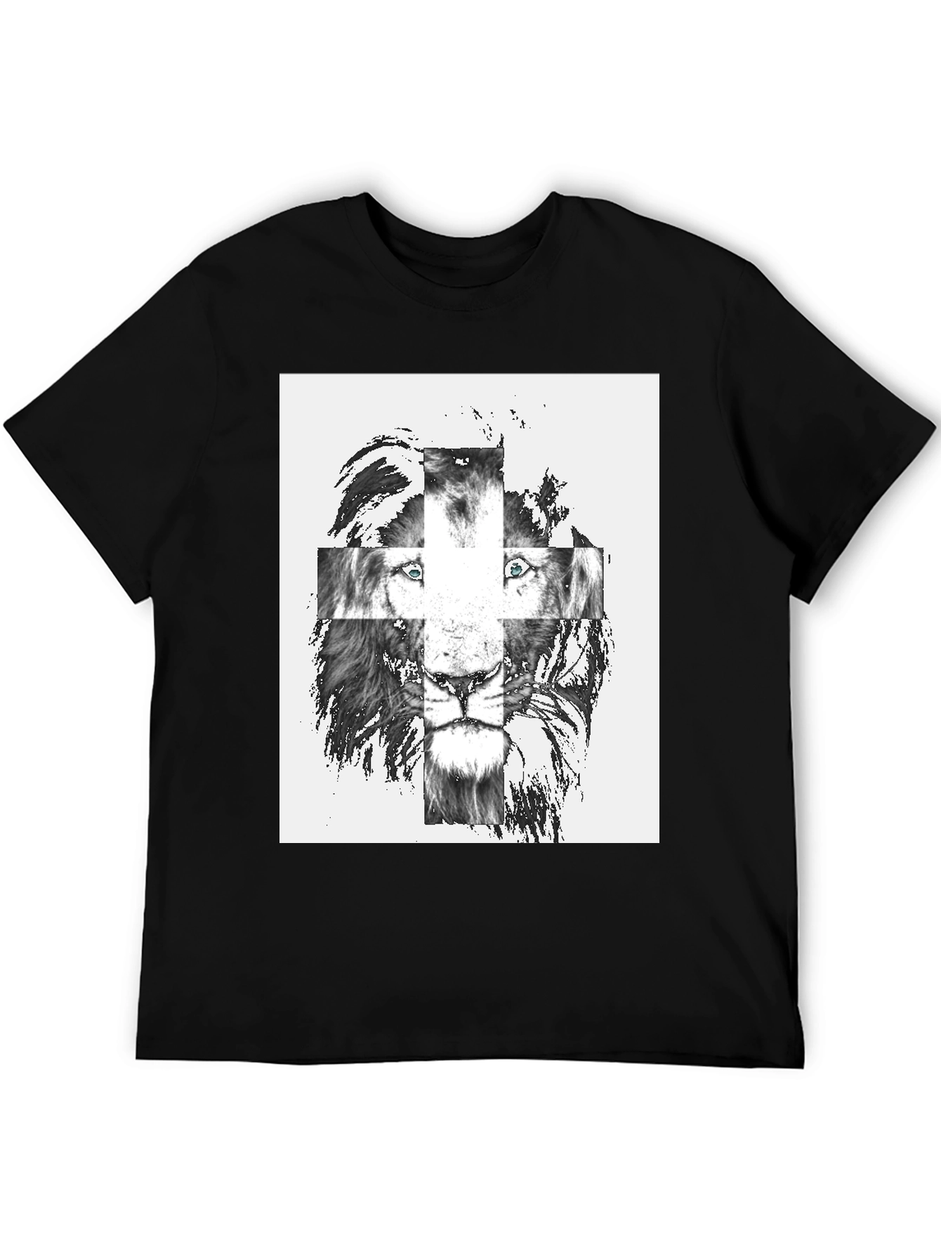 Lion Cross Graphic Tee - Mens Black T-Shirt