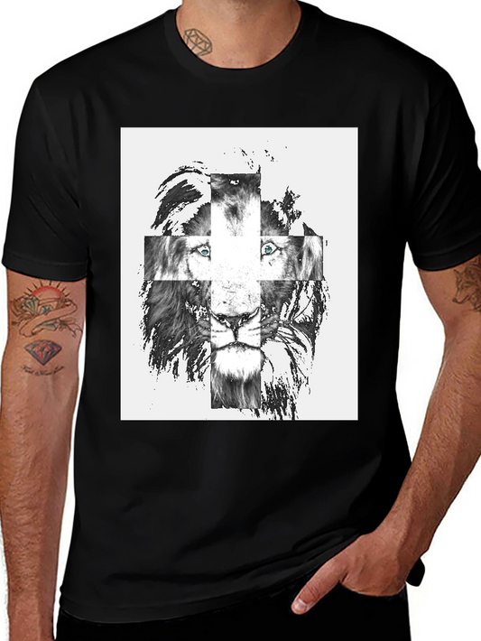 Lion Cross Graphic Tee - Mens Black T-Shirt