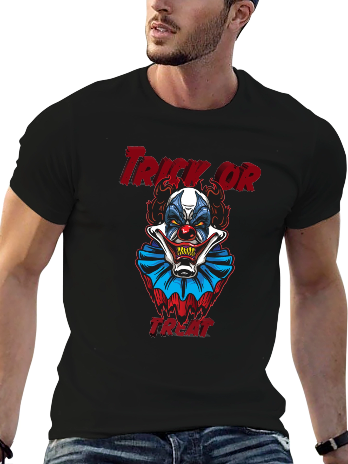 Scary Clown Trick or Treat Halloween Graphic T-Shirt