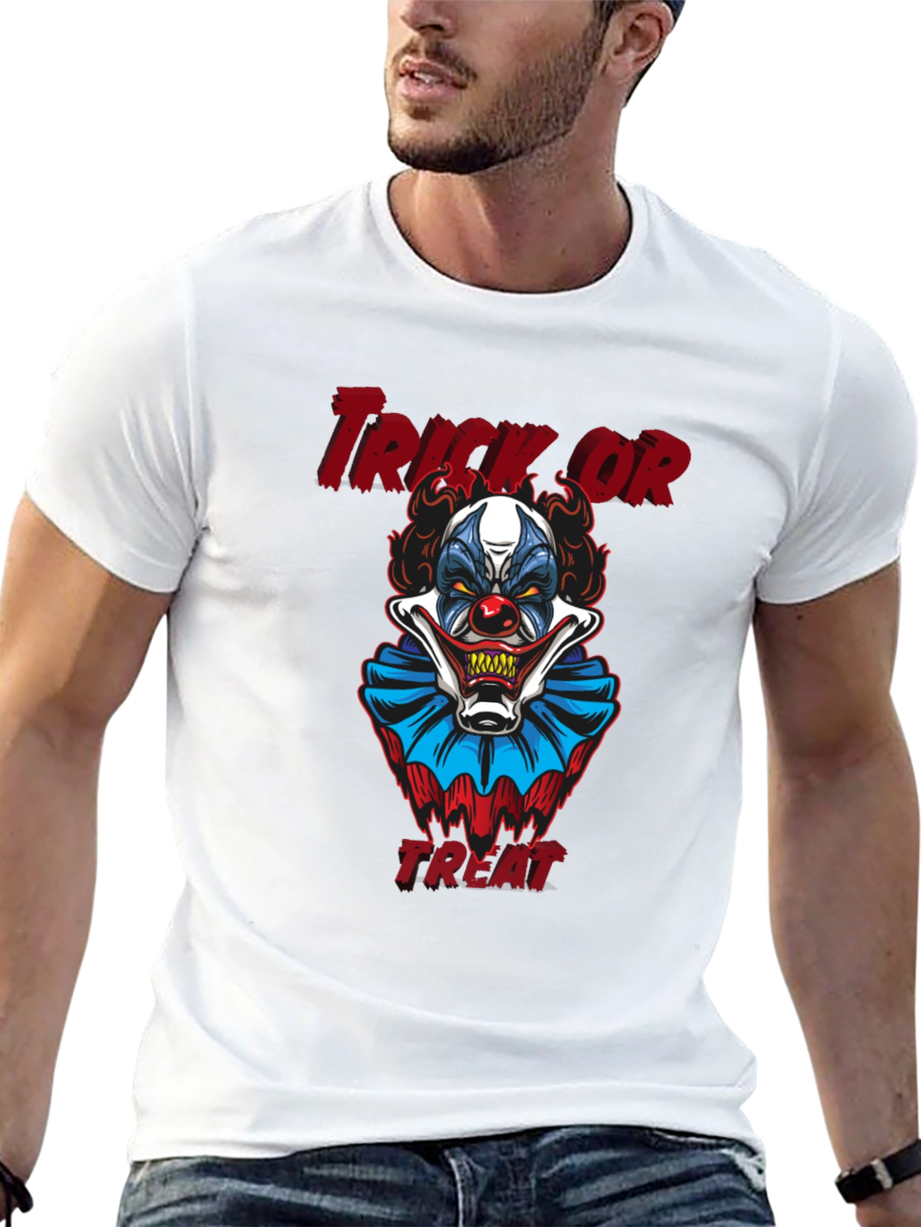 Scary Clown Trick or Treat Halloween Graphic T-Shirt
