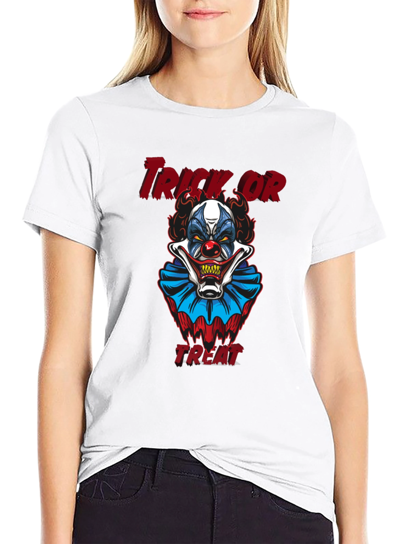 Scary Clown Trick or Treat Halloween Graphic T-Shirt
