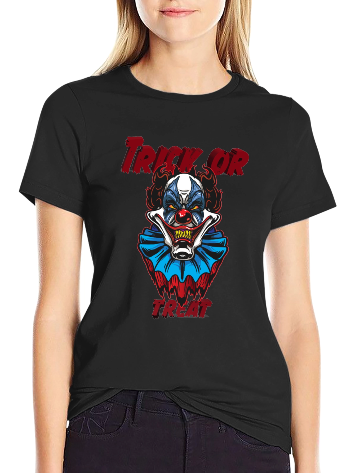 Scary Clown Trick or Treat Halloween Graphic T-Shirt
