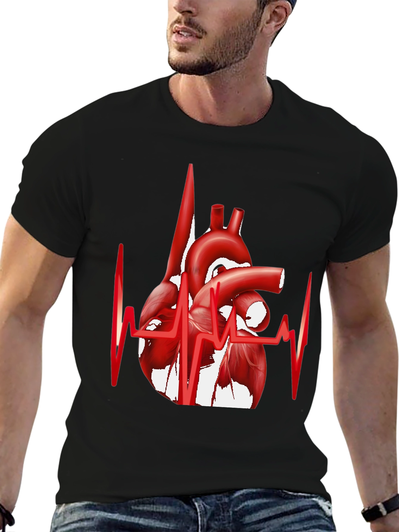 Anatomical Heartbeat Graphic Tee - Stylish Medical Apparel