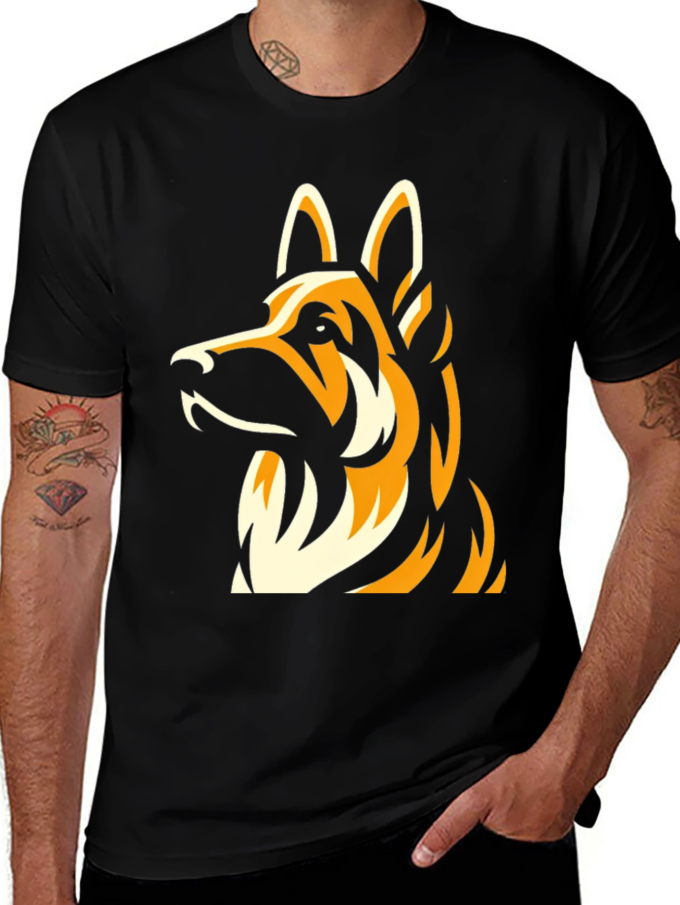 German Shepherd Graphic T-Shirt - Classic Black Tee