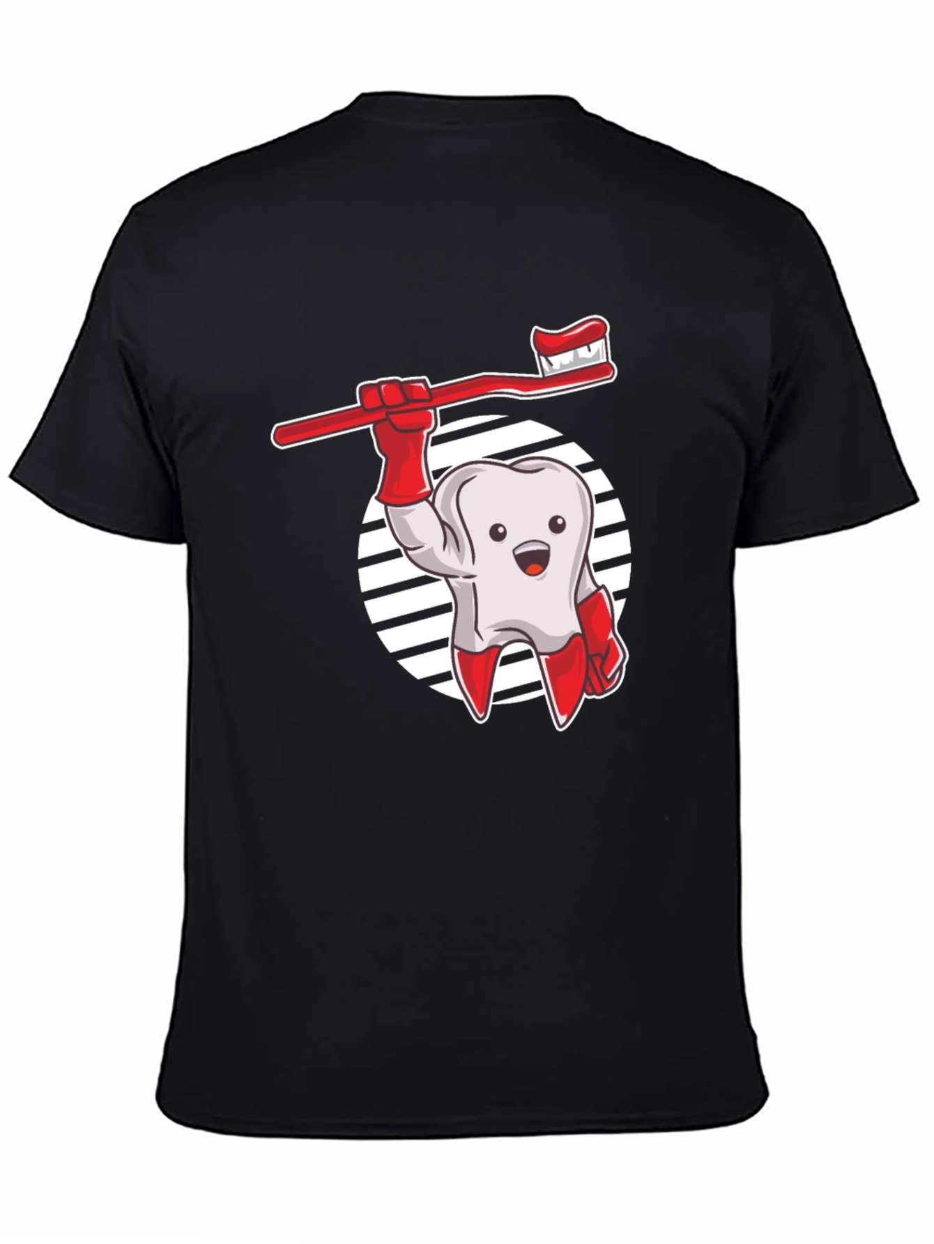 Cartoon Tooth & Toothbrush Graphic T-Shirt