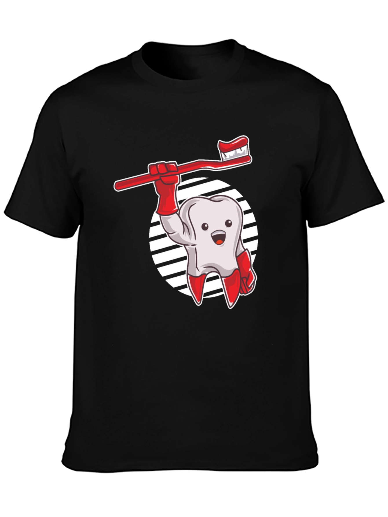 Cartoon Tooth & Toothbrush Graphic T-Shirt