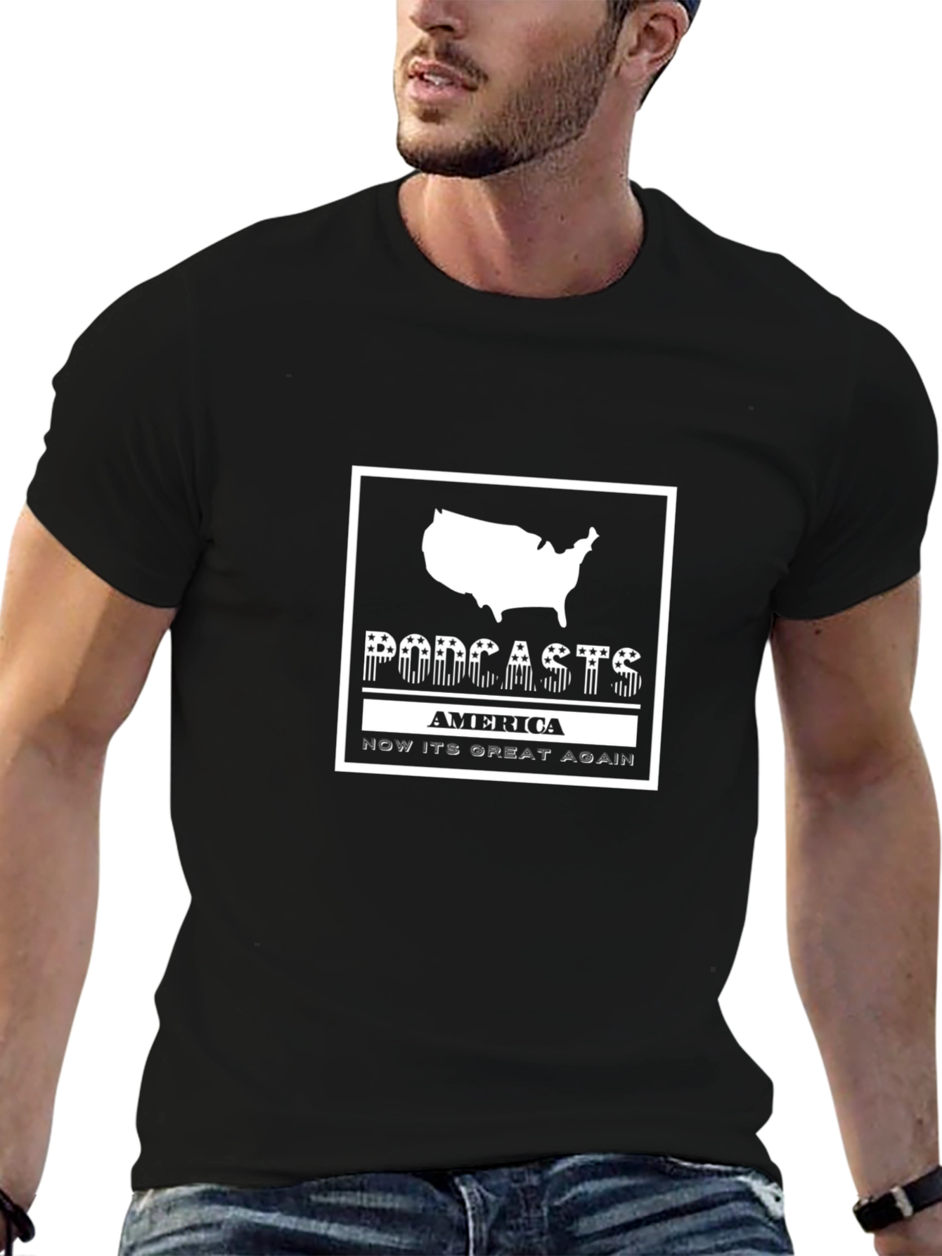 Podcast America Black T-Shirt
