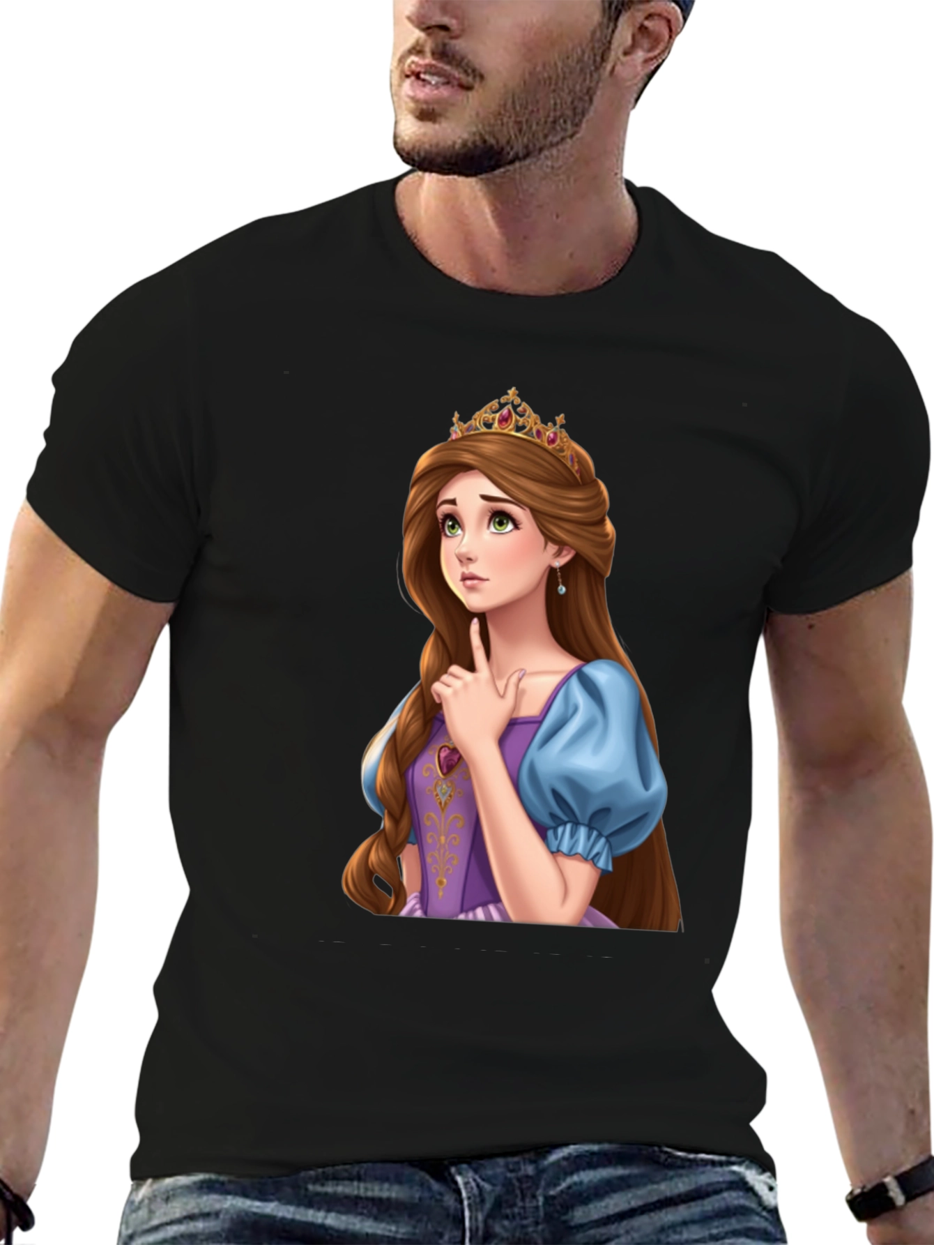 Princess Rapunzel Graphic Black T-Shirt