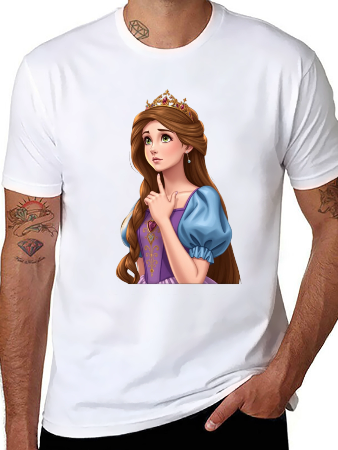 Princess Rapunzel Graphic Black T-Shirt