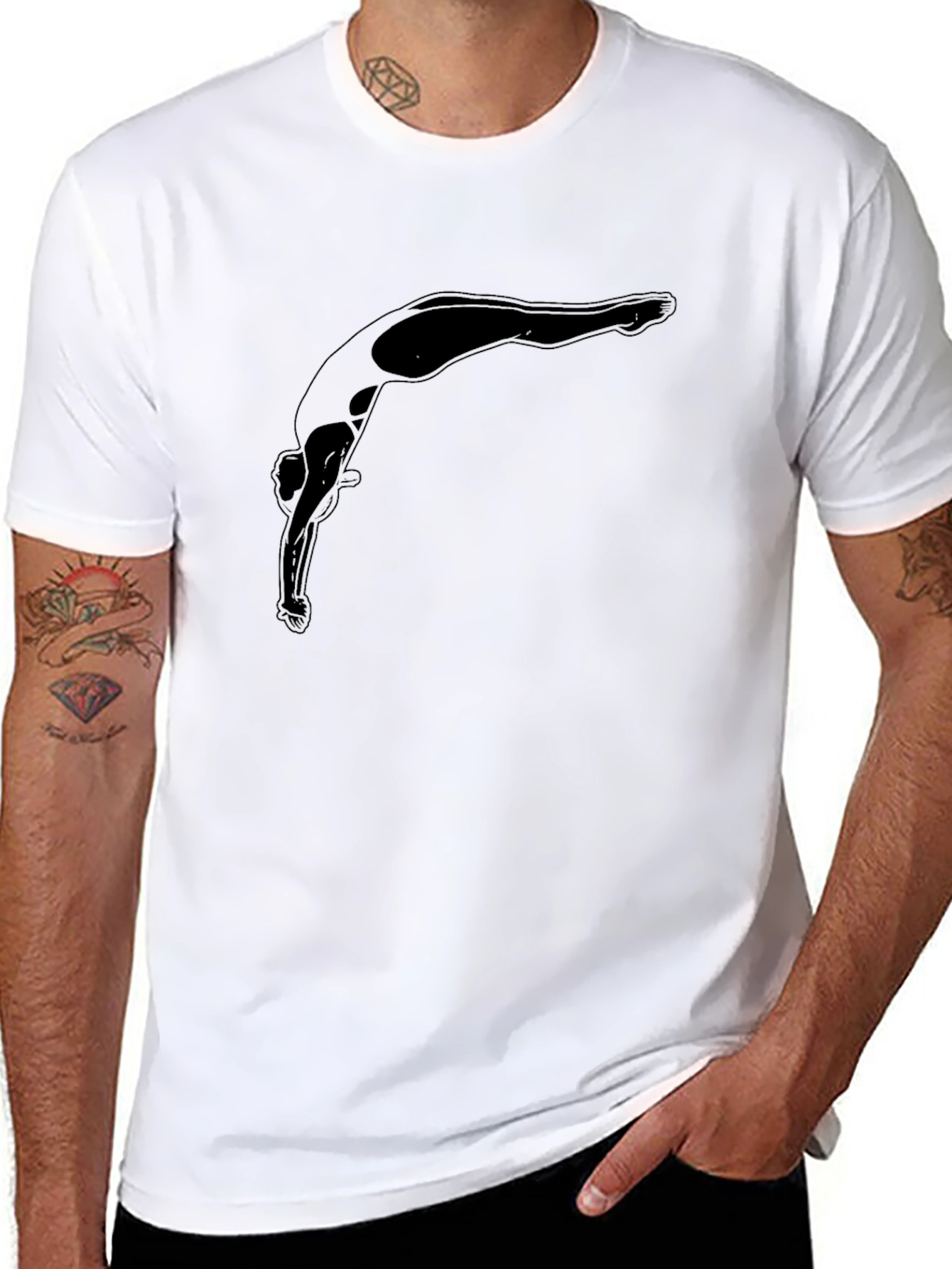 Diver Silhouette Graphic Tee - Black