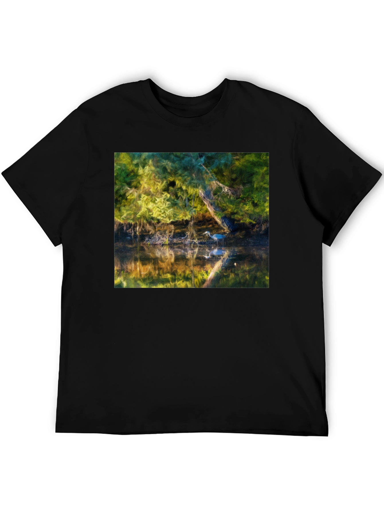 Heron Reflection Graphic Tee - Black