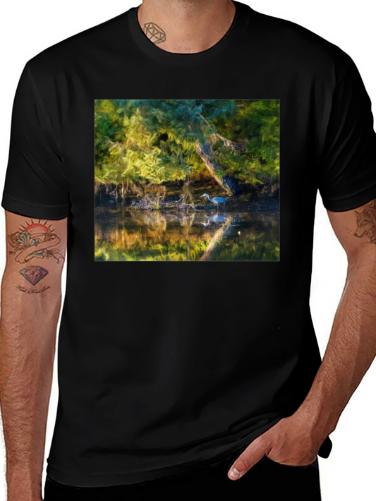 Heron Reflection Graphic Tee - Black