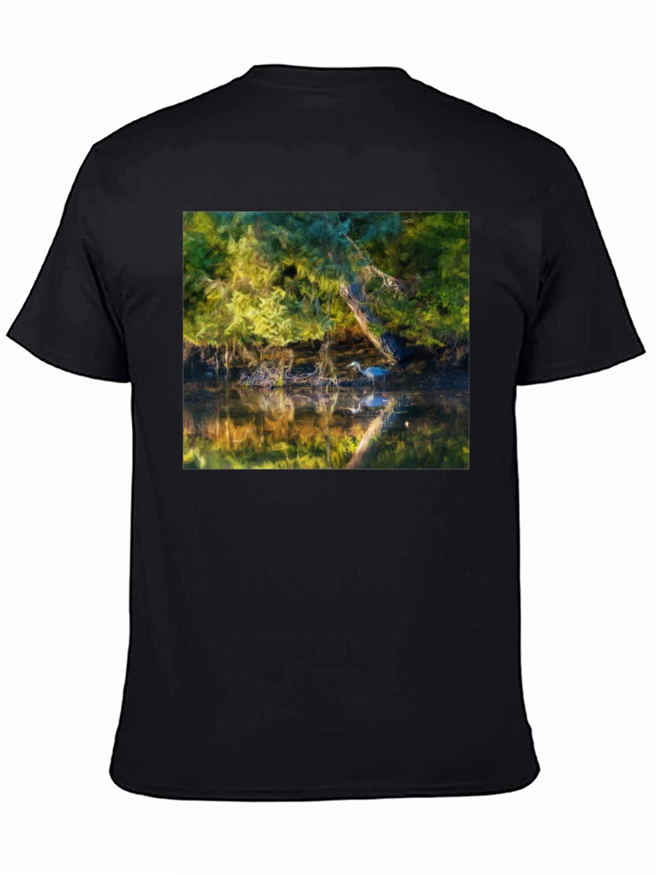 Heron Reflection Graphic Tee - Black