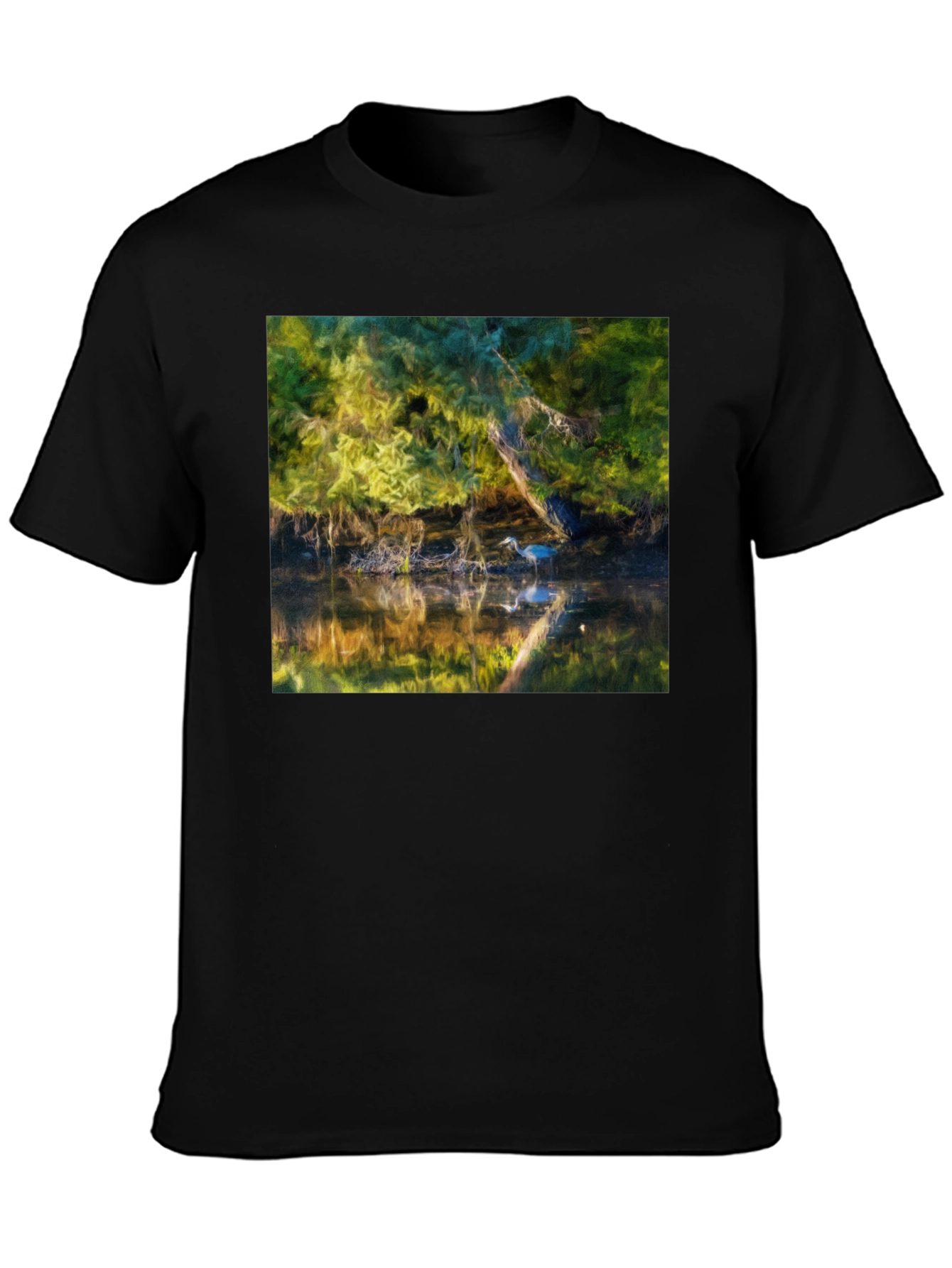 Heron Reflection Graphic Tee - Black