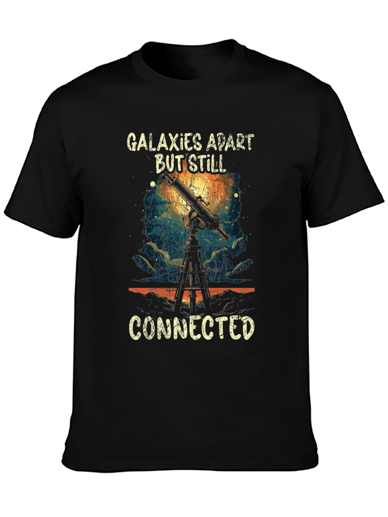 Galaxies Apart But Still Connected Black Tee