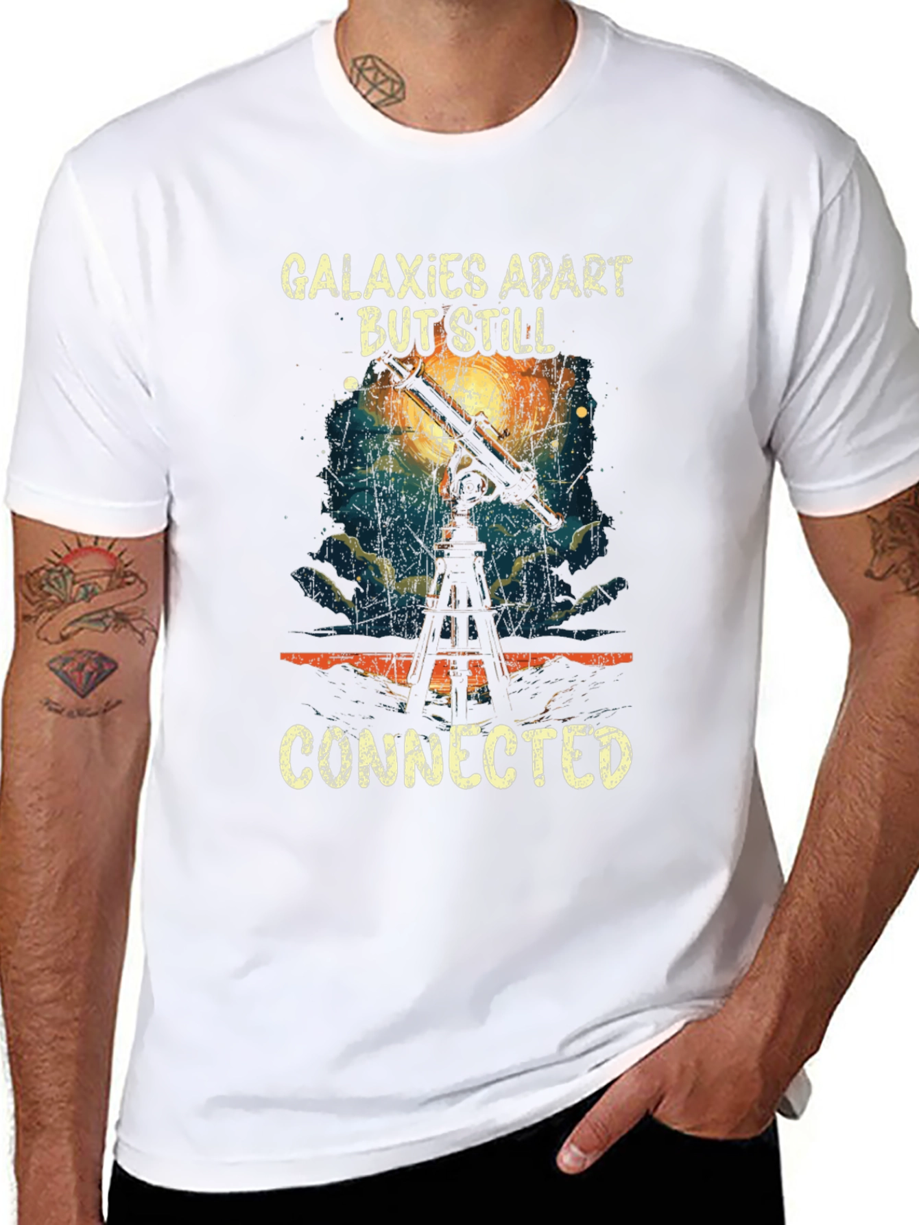 Galaxies Apart But Still Connected Black Tee