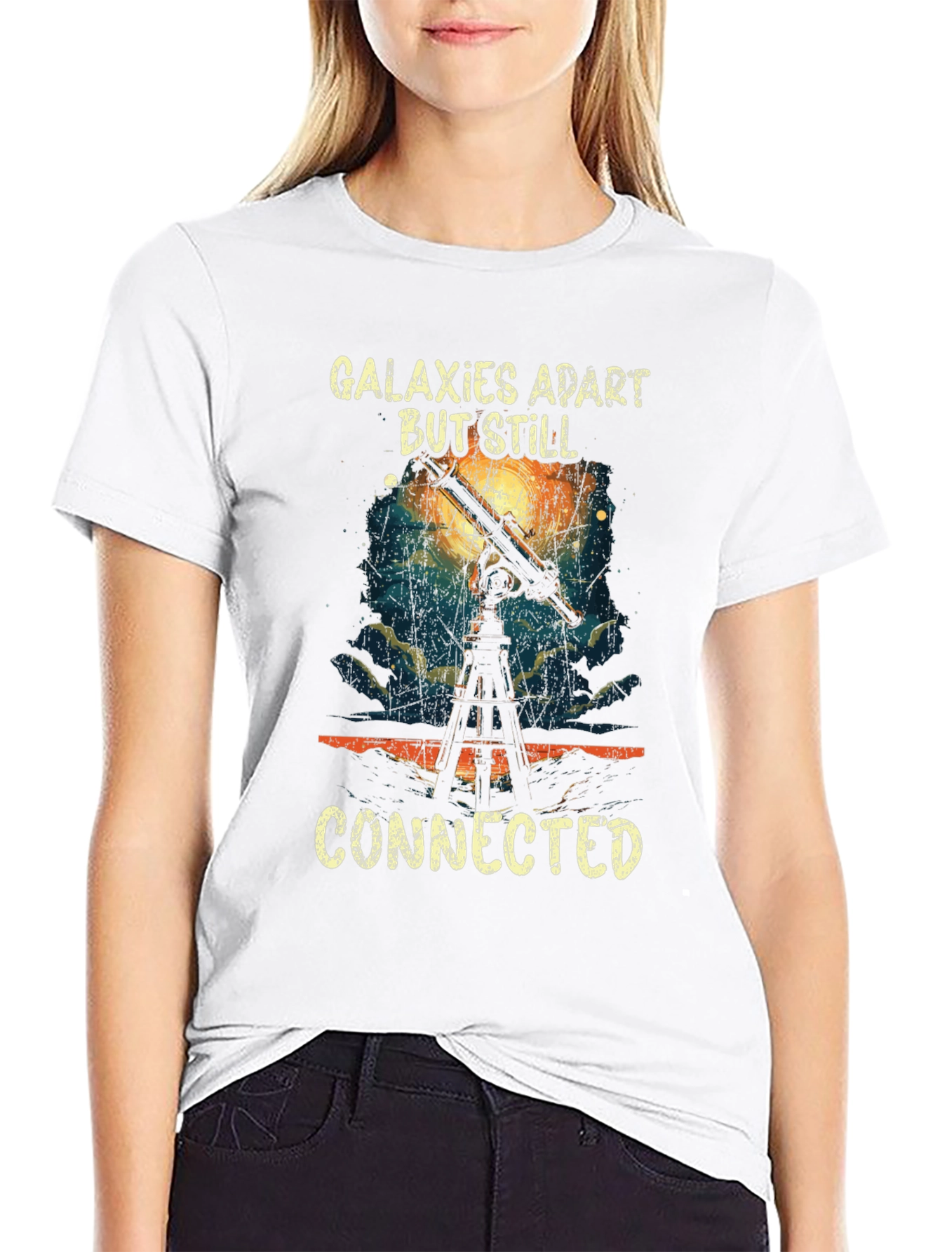 Galaxies Apart But Still Connected Black Tee