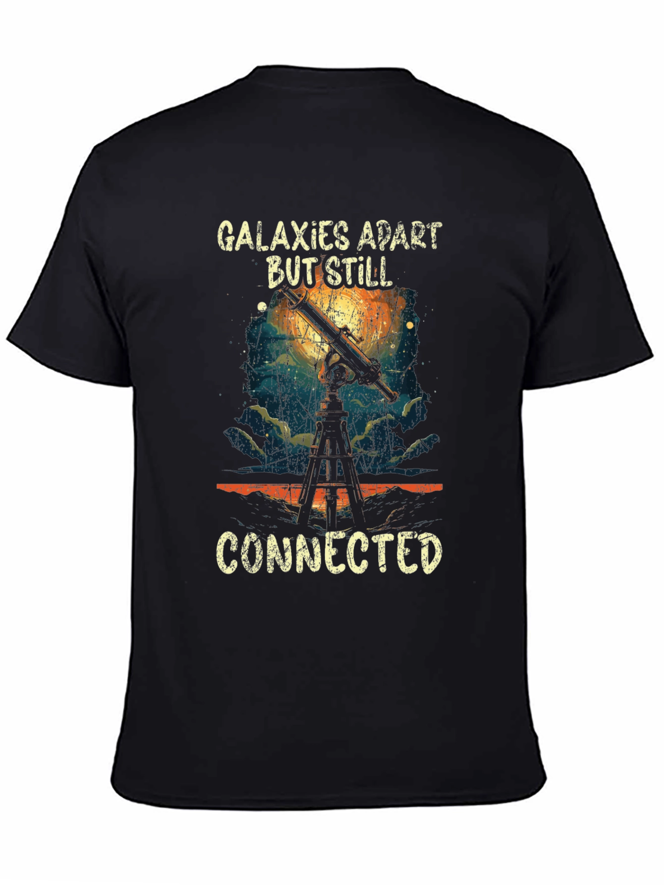 Galaxies Apart But Still Connected Black Tee