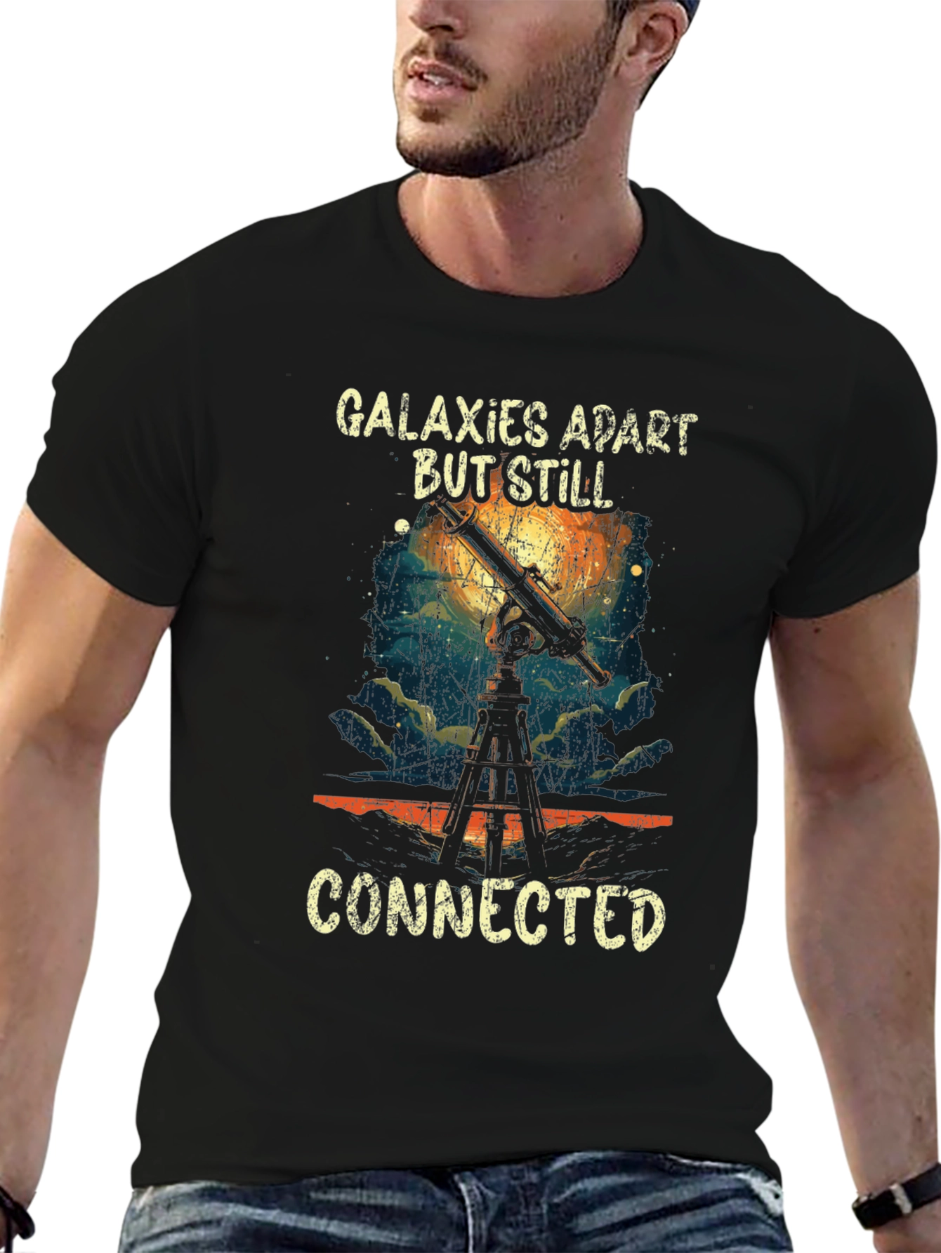 Galaxies Apart But Still Connected Black Tee