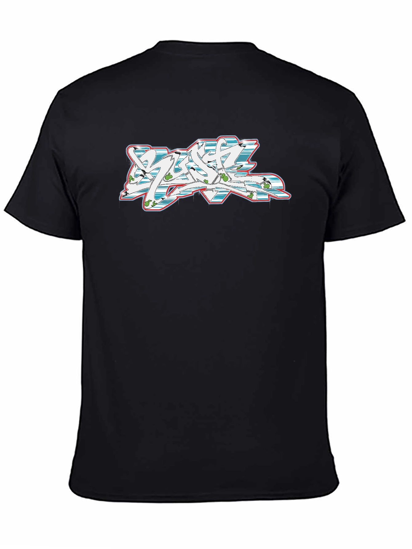 Graffiti Graphic Tee - Black Cotton Casual T-Shirt