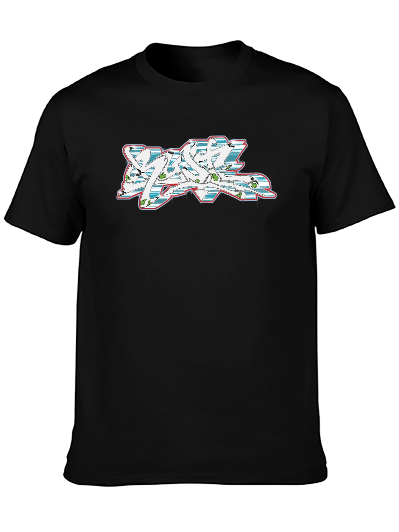 Graffiti Graphic Tee - Black Cotton Casual T-Shirt