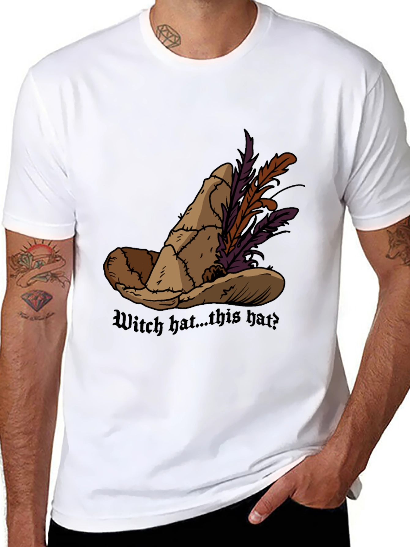Whimsical Witch Hat Graphic Tee - Unique Design