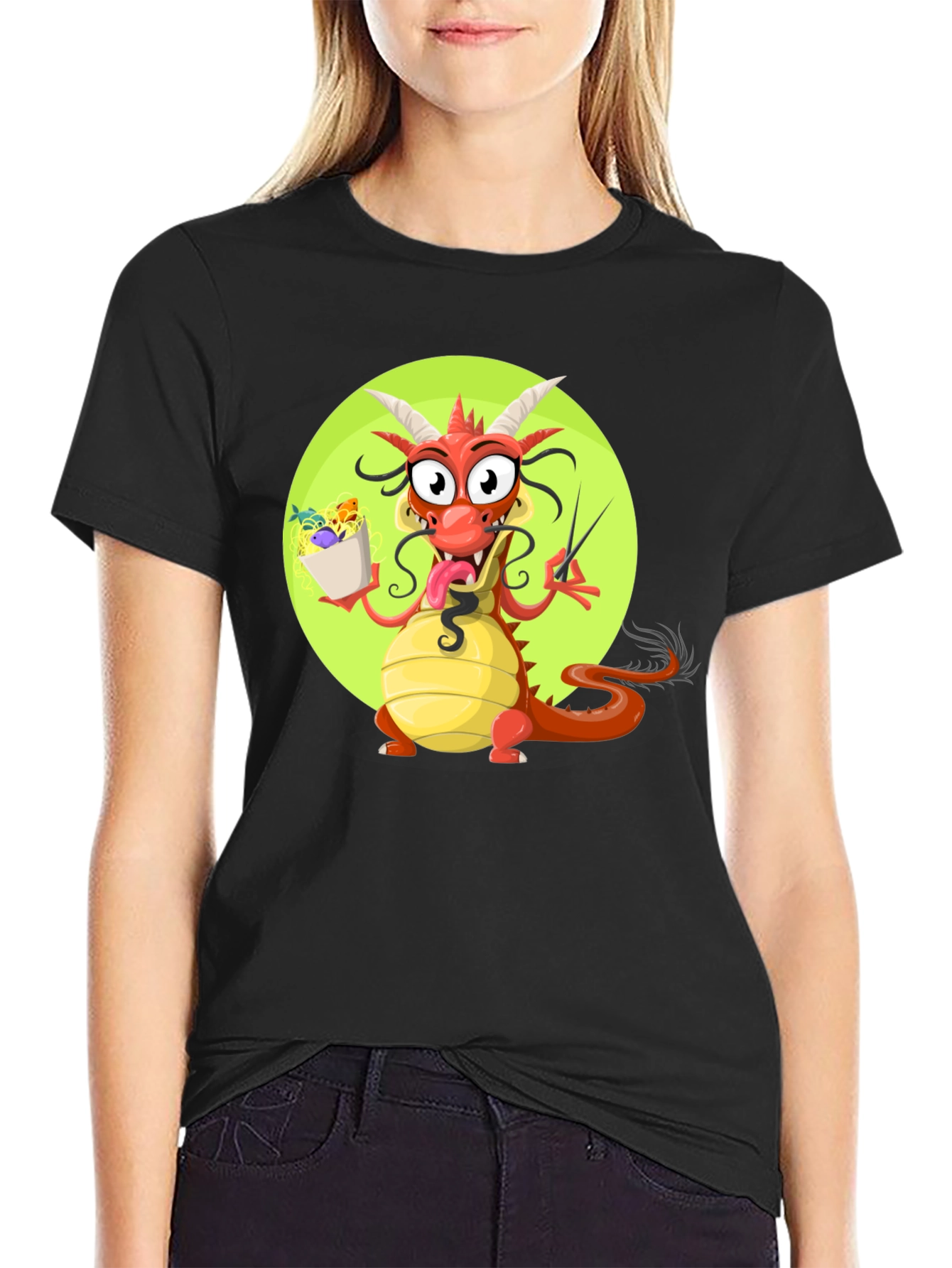 Dragon with Noodles Graphic T-Shirt