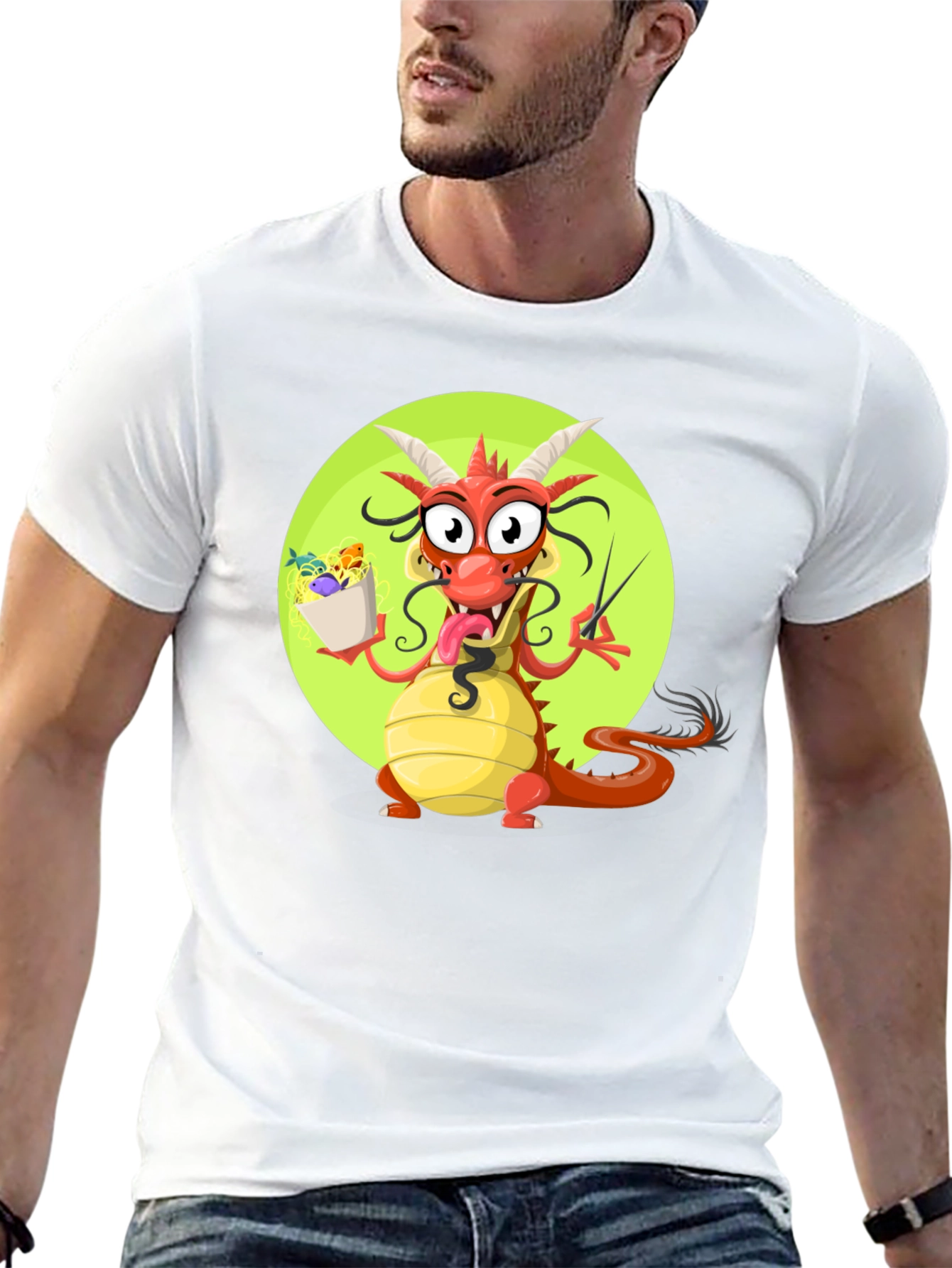Dragon with Noodles Graphic T-Shirt