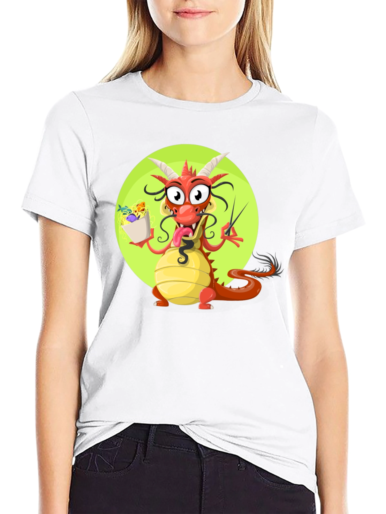 Dragon with Noodles Graphic T-Shirt