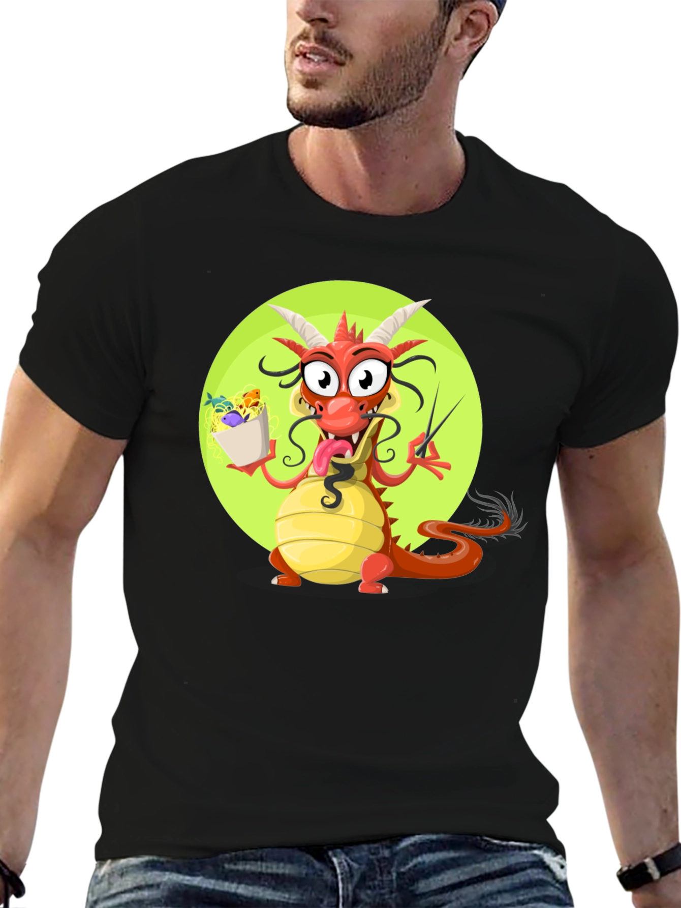Dragon with Noodles Graphic T-Shirt