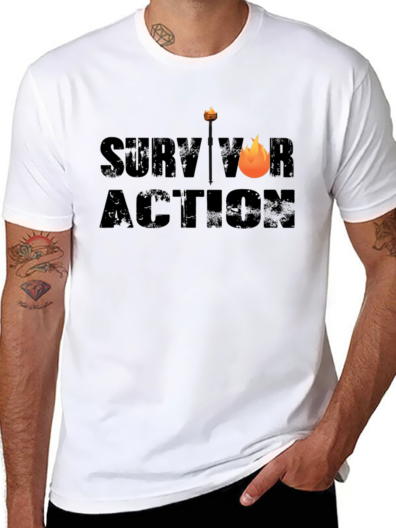 Survivor Action Graphic Tee - Black