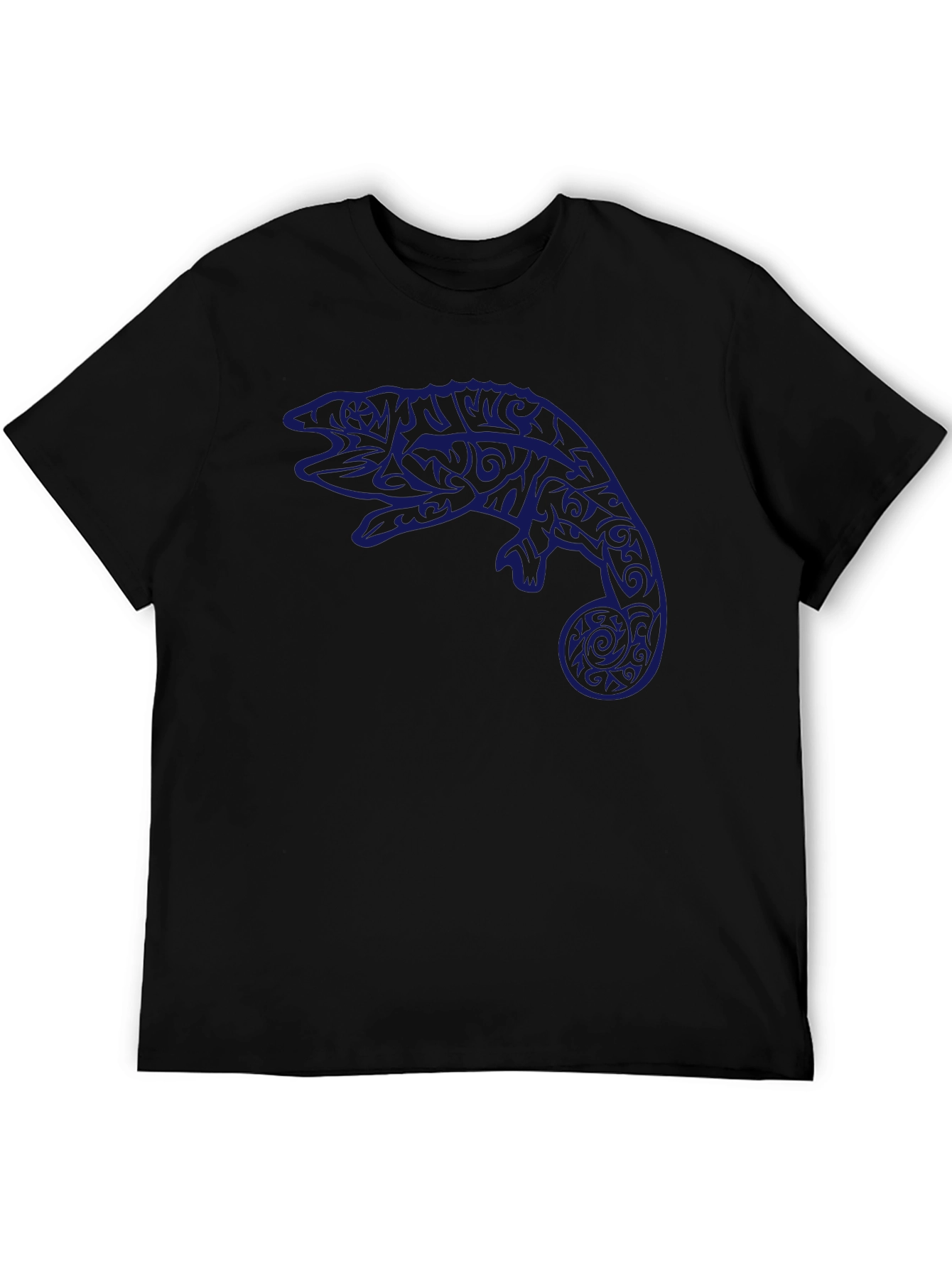 Tribal Chameleon Graphic Tee - Black