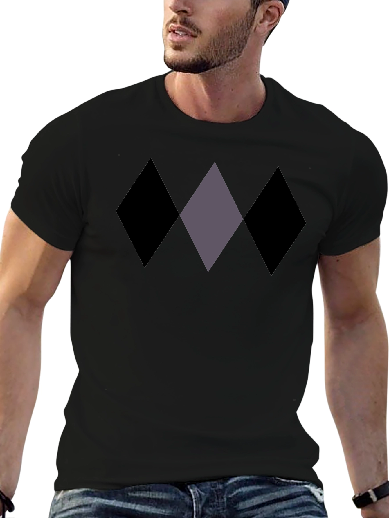 Diamond Pattern Black T-Shirt