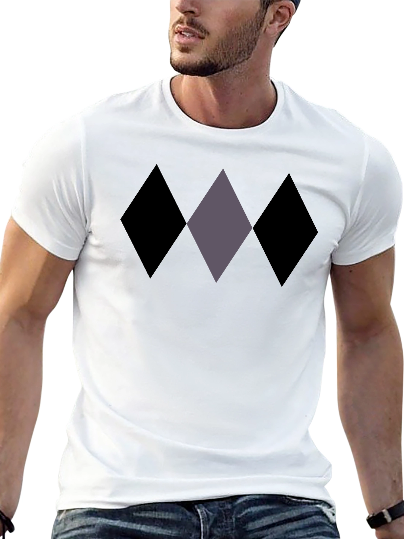Diamond Pattern Black T-Shirt