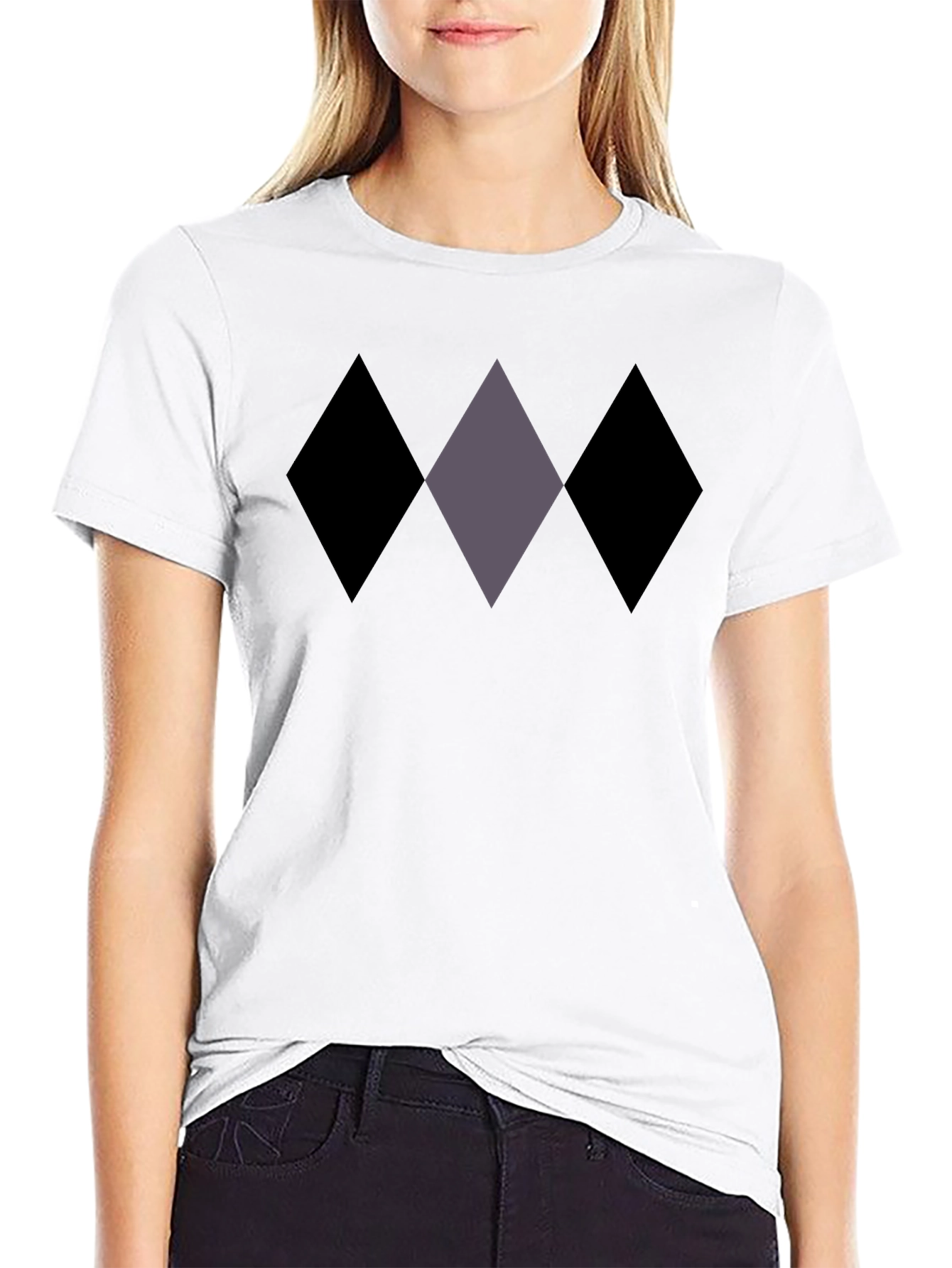 Diamond Pattern Black T-Shirt