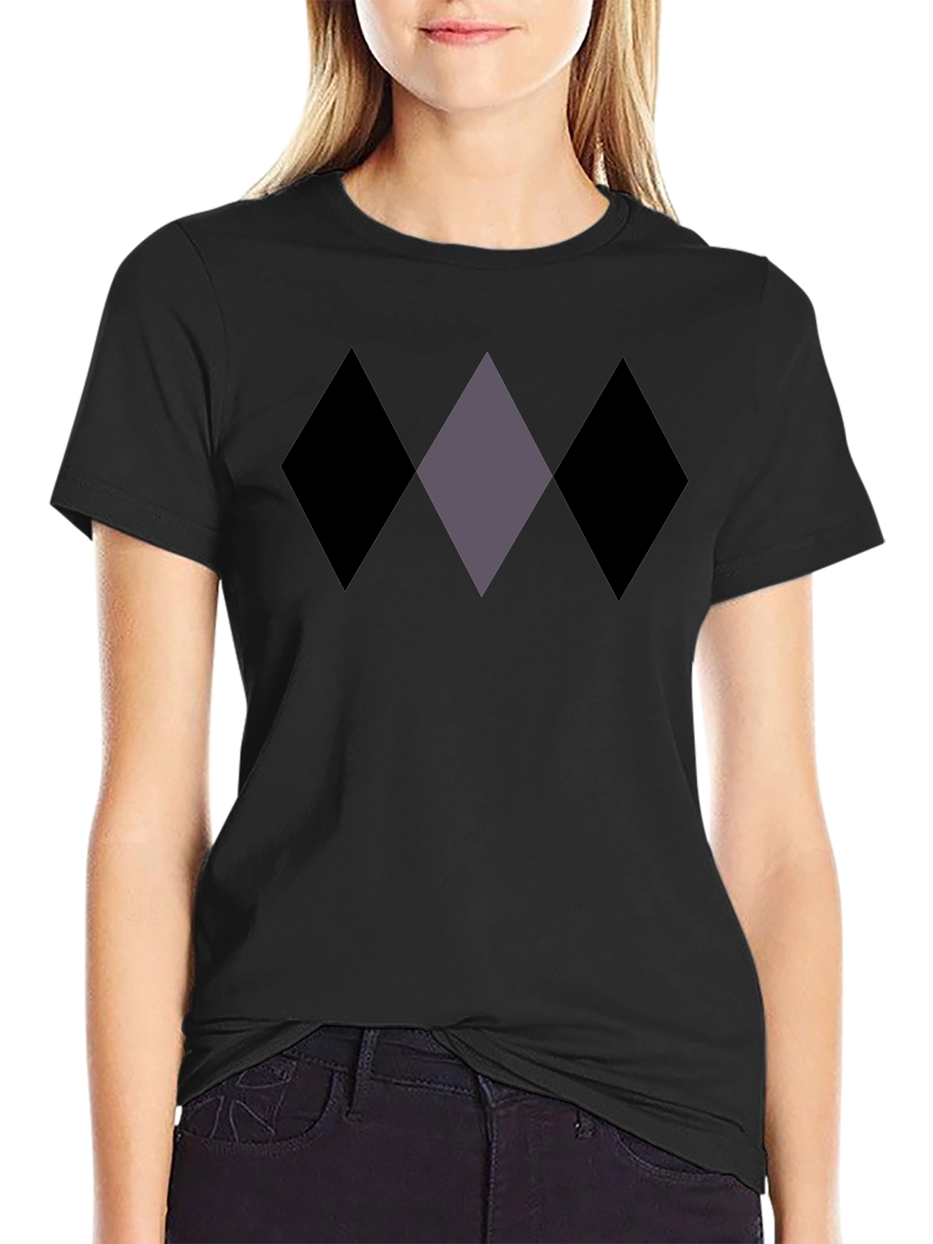 Diamond Pattern Black T-Shirt