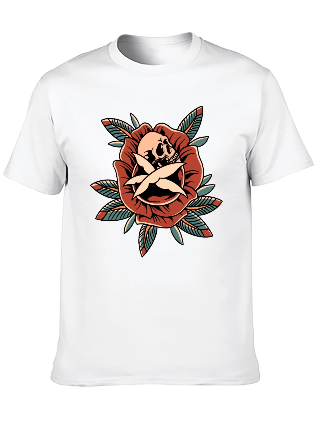 Skull & Rose Graphic Tee - Edgy Style