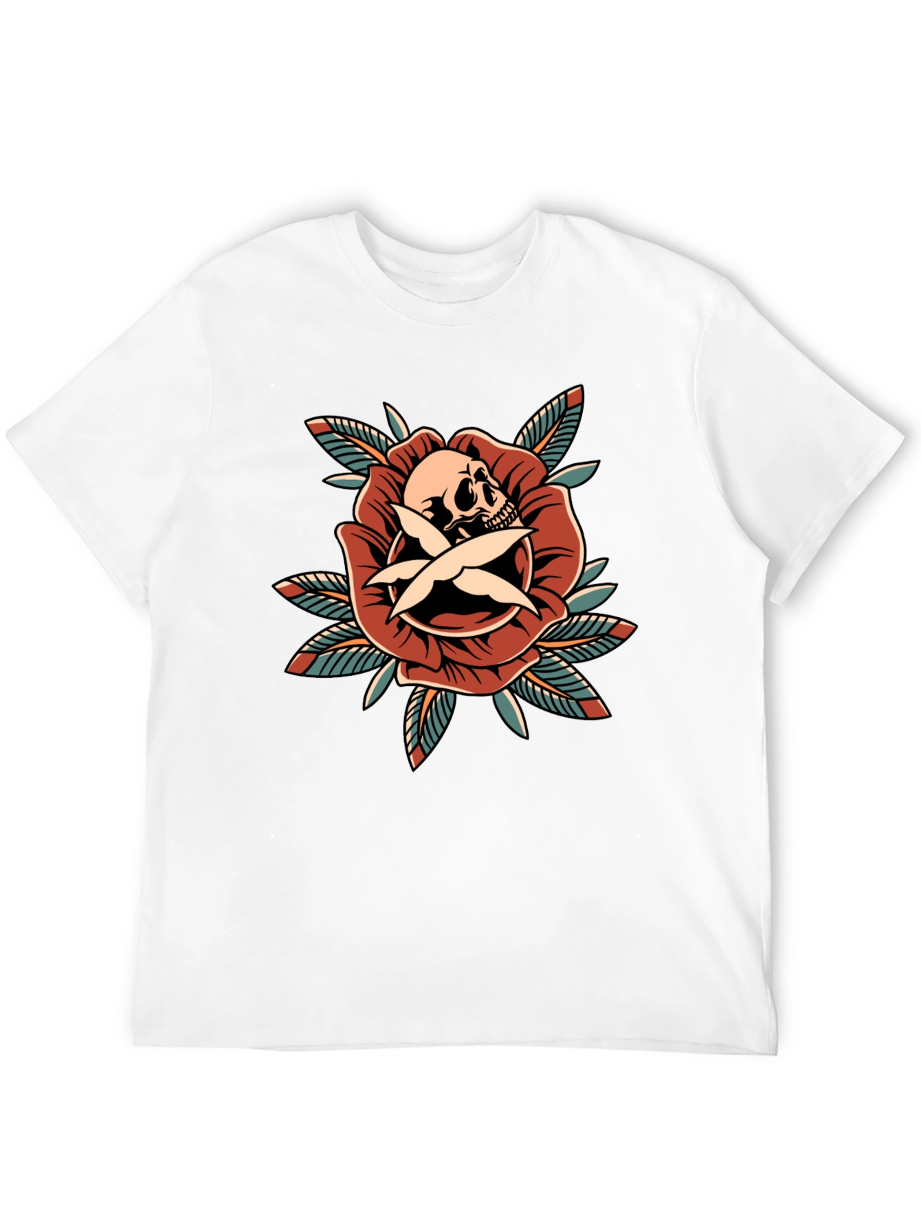 Skull & Rose Graphic Tee - Edgy Style
