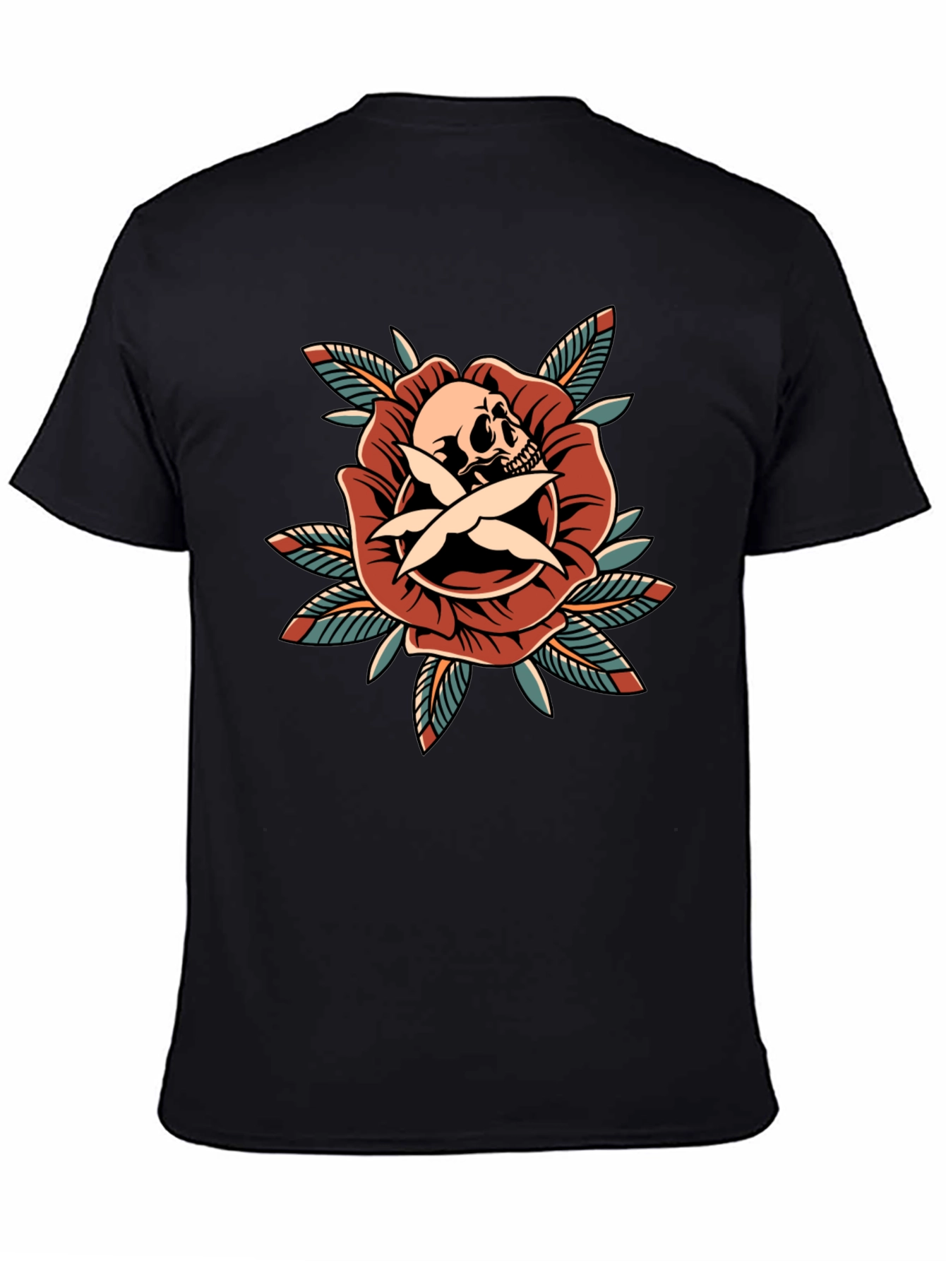 Skull & Rose Graphic Tee - Edgy Style