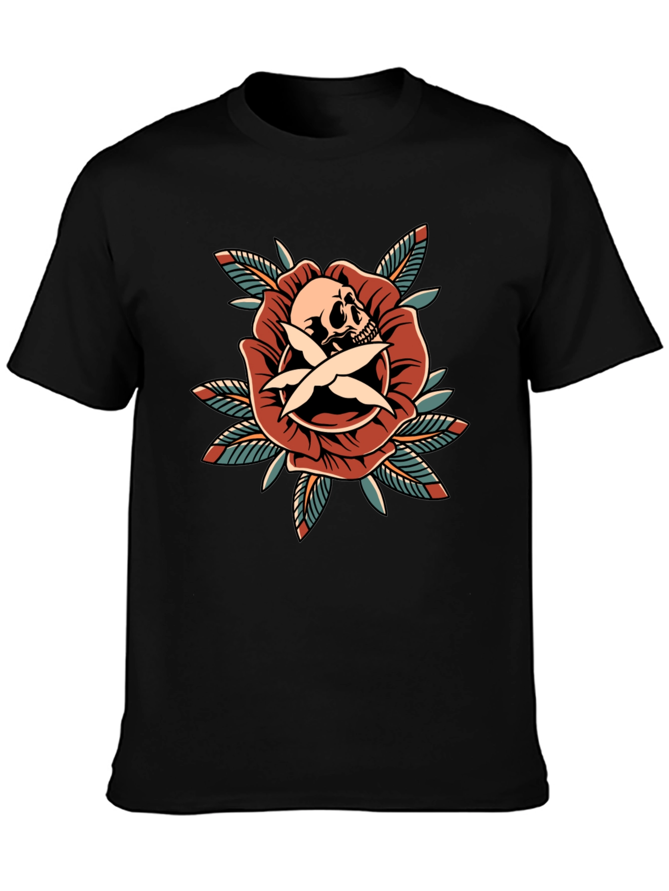 Skull & Rose Graphic Tee - Edgy Style