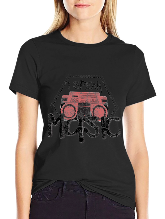 I Speak Music Black Graphic T-Shirt